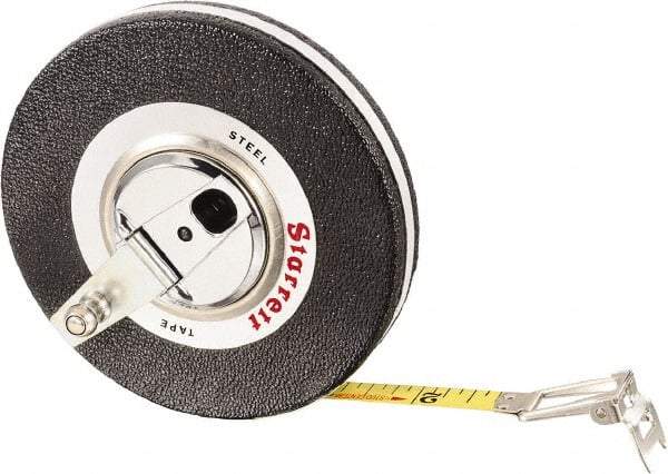 Starrett - 50' x 3/8" Yellow Blade Tape Measure - 1/8" Graduation, L1 Graduation Style, Black Case - Apex Tool & Supply