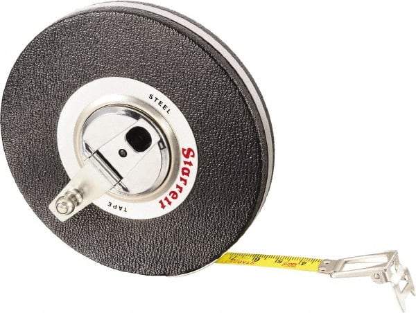 Starrett - 98' x 3/8" Yellow Blade Tape Measure - 1mm Graduation, L8 Graduation Style, Black Case - Apex Tool & Supply