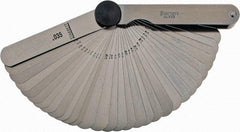 Starrett - 31 Piece, 0.0015 to 0.035" Thick, Parallel Feeler Gage Set - 3-1/32" Leaf Length, 1/2" Wide, Tempered Steel - Apex Tool & Supply