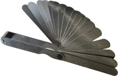 Starrett - 20 Piece, 0.05mm to 1 Thick, Parallel Feeler Gage Set - 3-1/32" Leaf Length, 1/2" Wide, Tempered Steel - Apex Tool & Supply