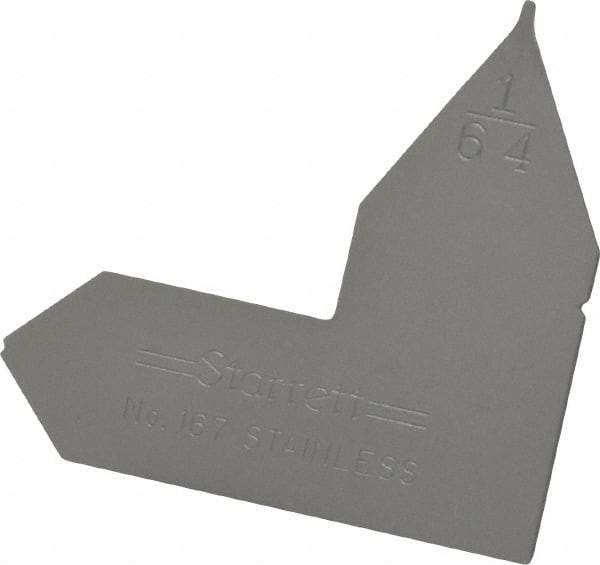 Starrett - 1/64 Inch Radius Gage - Satin Chrome Finish, Stainless Steel - Apex Tool & Supply