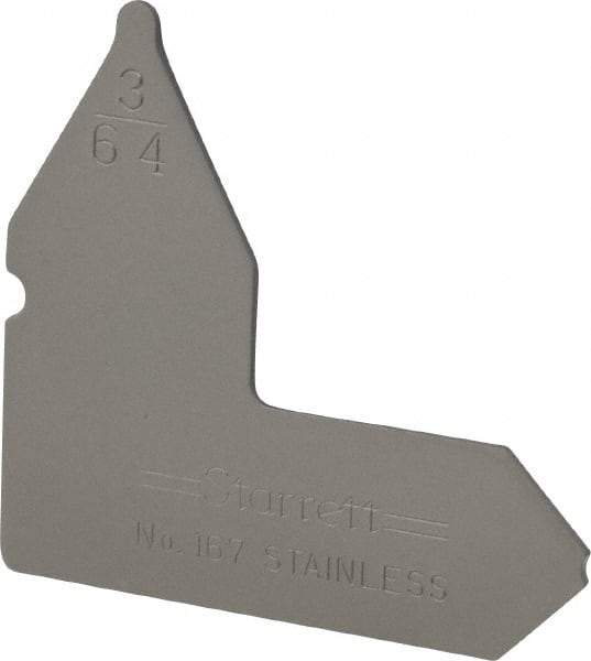 Starrett - 3/64 Inch Radius Gage - Satin Chrome Finish, Stainless Steel - Apex Tool & Supply