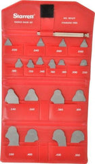Starrett - 19 Piece, 0.35 to 1/2 Inch Radius, Stainless Steel Radius Gage Set - Satin Chrome Coated - Apex Tool & Supply