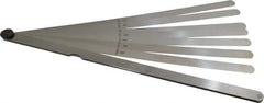 Starrett - 8 Piece, 0.002 to 0.015" Thick, Parallel Feeler Gage Set - 12" Leaf Length, 1/2" Wide, Tempered Steel - Apex Tool & Supply