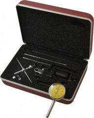 Starrett - 10 Piece, 2.5mm to 5mm Measuring Range, 1-7/16" Dial Diam, 0-100 Dial Reading, Yellow Dial Test Indicator Kit - 0.02mm Dial Graduation - Apex Tool & Supply