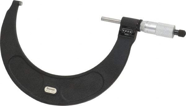 Starrett - 5 to 6" Range, 0.0001" Graduation, Mechanical Outside Micrometer - Ratchet Stop Thimble, Accurate to 0.0001", Digital Counter - Apex Tool & Supply