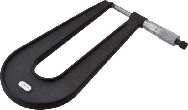 Starrett - 0 to 1" Range, 0.001" Graduation, Mechanical Outside Micrometer - Ratchet Stop Thimble, 6" Throat Depth, Accurate to 0.0001" - Apex Tool & Supply