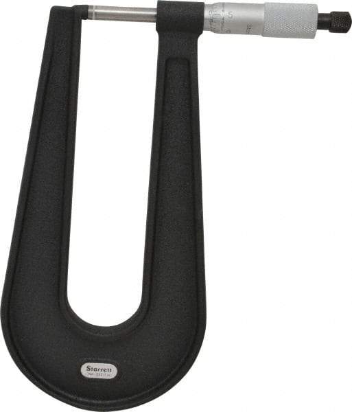 Starrett - 0 to 1" Range, 0.001" Graduation, Mechanical Outside Micrometer - Ratchet Stop Thimble, 6" Throat Depth, Accurate to 0.0001" - Apex Tool & Supply