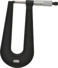 Starrett - 0 to 1" Range, 0.001" Graduation, Mechanical Outside Micrometer - Ratchet Stop Thimble, 6" Throat Depth, Accurate to 0.0001" - Apex Tool & Supply