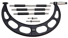 Starrett - Mechanical, 0 to 100 mm Range, Interchangeable Anvil Micrometer - Ratchet Stop Thimble, 0.01 mm Graduation - Apex Tool & Supply