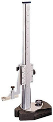 Starrett - 0 to 24 Inch Measurement, 0.001 Inch Graduation, Vernier Height Gage - Satin Chrome Finish, 7-1/2 Inch Long x 4-1/2 Inch Wide - Apex Tool & Supply