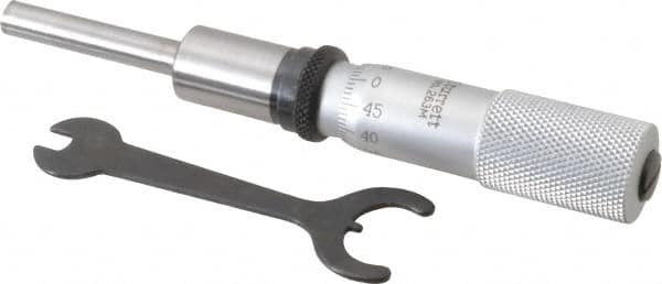 Starrett - 25mm, 5/8 Inch Plain Thimble, 0.2362 Inch Diameter x 1-1/4 Inch Long Spindle, Mechanical Micrometer Head - Apex Tool & Supply