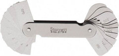 Starrett - 1 (20 Leaves) Piece, 0.02 to 0.4 Inch Radius, Radius Gage Set - Apex Tool & Supply
