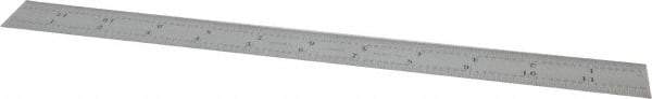 Starrett - 12" Long, 1/64, 1/50, 1/32, 1/10" Graduation, Flexible Steel Rule - 3R Graduation Style, 1" Wide, Silver, Satin Chrome Finish - Apex Tool & Supply