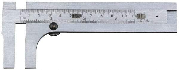 Starrett - 0 to 3-1/2" Stainless Steel Vernier Caliper - 1/32" Graduation, 1-3/8" Jaw Depth, 0.001" Accuracy, Thumb Lock - Apex Tool & Supply