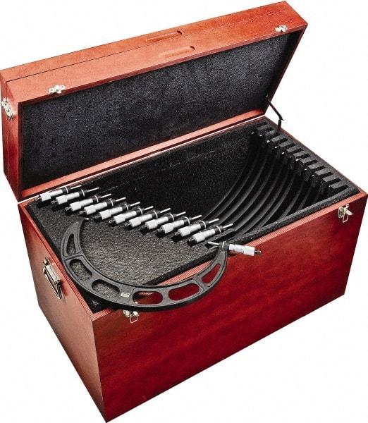 Starrett - 300 to 600mm Range, 0.01mm Graduation, Mechanical Outside Micrometer - Ratchet Stop Thimble, Accurate to 0.002mm - Apex Tool & Supply