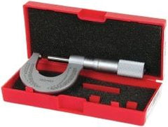 Starrett - Mechanical, 0 to 1 Inch Measurement, Satin Chrome Finish Carbide Face Ball Anvil Micrometer - 0.001 Inch Graduation - Apex Tool & Supply