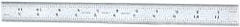 Starrett - 12" Long, 1/100, 1/64, 1/50, 1/32" Graduation, Rigid Spring Steel Rule - 16R Graduation Style, 1" Wide, Silver, Satin Chrome Finish - Apex Tool & Supply