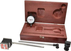 Starrett - 0.0005" Graduation, 1/8" Max Meas, 0-25-0 Dial Reading, Dial Indicator & Base Kit - 1-15/16" Base Length x 1-5/8" Base Width x 1-7/8" Base Height - Apex Tool & Supply