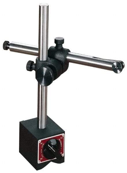 Starrett - 250 Lb Magnetic Force, Fine Adjustment Indicator Positioner & Holder with Base - Post & Rod, 3" Base Height, 3-1/2" Base Length, 3" Base Width - Apex Tool & Supply