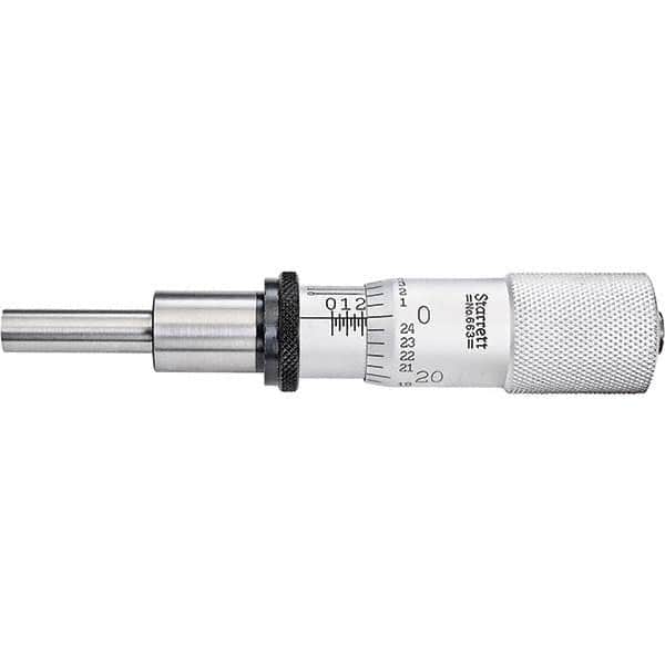 Starrett - 1 Inch, 13/16 Inch Plain Thimble, 0.3 Inch Diameter x 1-1/4 Inch Long Spindle, Mechanical Micrometer Head - Apex Tool & Supply