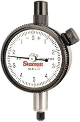 Starrett - 0.025" Range, 0-5-0 Dial Reading, 0.0001" Graduation Dial Drop Indicator - 1-11/16" Dial, 0.01" Range per Revolution - Apex Tool & Supply