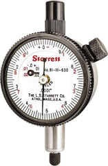 Starrett - 0.025" Range, 0-10 (Continuous), 0-5-0 (Balanced) Dial Reading, 0.0001" Graduation Dial Drop Indicator - 1-11/16" Dial, 0.01" Range per Revolution, Revolution Counter - Apex Tool & Supply