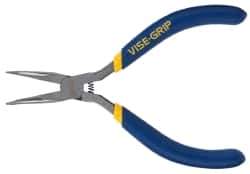 Irwin - 5" Long, 1-1/4" Jaw Length Smooth Jaw, Bent Nose Plier - Dipped Vinyl Handle - Apex Tool & Supply