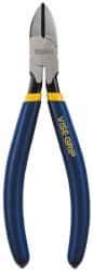 Irwin - 6" OAL, 16 AWG Capacity, Semi-Flush Diagonal Cutter - 7/8" Jaw Length x 13/16" Jaw Width, Oval/Tapered Head, Dipped Vinyl Handle - Apex Tool & Supply
