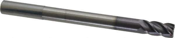 Accupro - 1/2", 1" LOC, 1/2" Shank Diam, 6" OAL, 4 Flute, Solid Carbide Square End Mill - Single End, AlTiN Finish, Spiral Flute, 40° Helix, Centercutting, Right Hand Cut, Right Hand Flute - Apex Tool & Supply