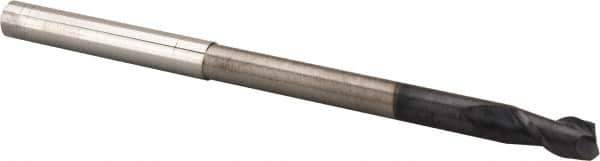 Accupro - 1/4", 1/2" LOC, 1/4" Shank Diam, 4" OAL, 2 Flute, Solid Carbide Square End Mill - Single End, AlTiN Finish, Spiral Flute, 40° Helix, Centercutting, Right Hand Cut, Right Hand Flute - Apex Tool & Supply