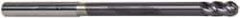 Accupro - 3/16" Diam, 3/8" LOC, 4 Flute Solid Carbide Ball End Mill - AlTiN Finish, Single End, 3" OAL, 3/16" Shank Diam, Spiral Flute - Apex Tool & Supply