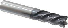 Accupro - 1/2", 1" LOC, 1/2" Shank Diam, 3" OAL, 4 Flute, Solid Carbide Square End Mill - Single End, AlTiN Finish, Spiral Flute, 40° Helix, Centercutting, Right Hand Cut, Left Hand Flute - Apex Tool & Supply