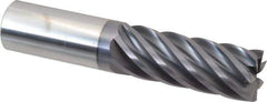 Accupro - 1", 2-5/8" LOC, 1" Shank Diam, 5" OAL, 7 Flute, Solid Carbide Square End Mill - Single End, AlTiN Finish, Spiral Flute, 37.50° Helix, Centercutting, Right Hand Cut, Right Hand Flute - Apex Tool & Supply