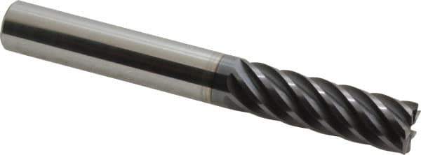 Accupro - 1/2", 7 Flute, Single End, Solid Carbide, 0.02" Corner Radius End Mill - 4" OAL, 37° Helix, Right Hand Flute, 1-5/8" LOC, Right Hand Cut - Apex Tool & Supply