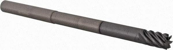Accupro - 3/8", 1/2" LOC, 3/8" Shank Diam, 6" OAL, 7 Flute, Solid Carbide Square End Mill - Single End, nACRo Finish, Spiral Flute, 37.50° Helix, Centercutting, Right Hand Cut, Right Hand Flute - Apex Tool & Supply