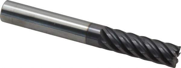 Accupro - 1/2", 7 Flute, Single End, Solid Carbide, 0.03" Corner Radius End Mill - 4" OAL, 37° Helix, Right Hand Flute, 1-5/8" LOC, Right Hand Cut - Apex Tool & Supply