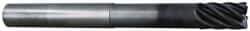 Accupro - 3/8", 7 Flute, Single End, Solid Carbide, 0.03" Corner Radius End Mill - 6" OAL, 38° Helix, Right Hand Flute, 1/2" LOC, Right Hand Cut, 3-1/8" Extended Reach - Apex Tool & Supply
