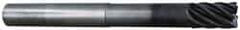 Accupro - 3/8", 7 Flute, Single End, Solid Carbide, 0.03" Corner Radius End Mill - 6" OAL, 38° Helix, Right Hand Flute, 1/2" LOC, Right Hand Cut, 3-1/8" Extended Reach - Apex Tool & Supply