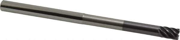 Accupro - 3/8", 7 Flute, Single End, Solid Carbide, 0.02" Corner Radius End Mill - 6" OAL, 38° Helix, Right Hand Flute, 1/2" LOC, Right Hand Cut, 3-1/8" Extended Reach - Apex Tool & Supply