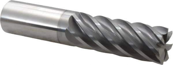 Accupro - 1", 7 Flute, Single End, Solid Carbide, 0.03" Corner Radius End Mill - 5" OAL, 37° Helix, Right Hand Flute, 2-5/8" LOC, Right Hand Cut - Apex Tool & Supply