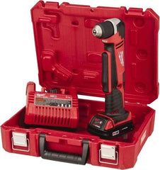 Milwaukee Tool - 18 Volt 3/8" Chuck Right Angle Handle Cordless Drill - 0-1500 RPM, Keyless Chuck, Reversible, 1 Lithium-Ion Battery Included - Apex Tool & Supply