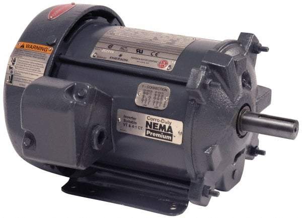 US Motors - 2 hp, TEFC Enclosure, No Thermal Protection, 1,175 RPM, 575 Volt, 60 Hz, Three Phase Premium Efficient Motor - Size 184 Frame, Rigid Mount, 1 Speed, Ball Bearings, 2.5 Full Load Amps, F Class Insulation, Reversible - Apex Tool & Supply