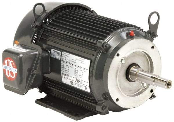 US Motors - 1/3 hp, TEFC Enclosure, No Thermal Protection, 1,725 RPM, 208-230/460 Volt, 60 Hz, Three Phase Standard Efficient Motor - Size 56J Frame, C-Face Mount, 1 Speed, Ball Bearings, 1.4-1.3/0.65 Full Load Amps, B Class Insulation, CW Lead End - Apex Tool & Supply