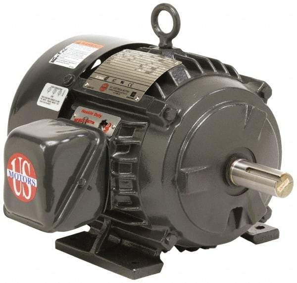 US Motors - 75 hp, TEFC Enclosure, No Thermal Protection, 1,190 RPM, 575 Volt, 60 Hz, Three Phase Energy Efficient Motor - Size 405 Frame, Rigid Mount, 1 Speed, Ball Bearings, 71 Full Load Amps, F Class Insulation, Reversible - Apex Tool & Supply