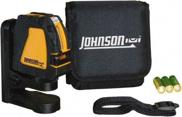 Johnson Level & Tool - 2 Beam 150' (Interior) Max Range Self Leveling Cross Line Laser - Red Beam, 1/8" at 35' Accuracy, 4-1/8" Long x 4-1/8" Wide x 1-15/16" High, Battery Included - Apex Tool & Supply