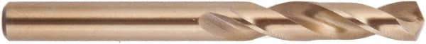 National Twist Drill - 0.397" 135° Spiral Flute Cobalt Screw Machine Drill Bit - Gold Finish Finish, Right Hand Cut, 1-15/16" Flute Length, 3-5/16" OAL, Split Point, Straight Shank - Apex Tool & Supply