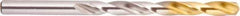 National Twist Drill - Letter W 135° High Speed Steel Jobber Drill - TiN Finish, Right Hand Cut, Spiral Flute, Straight Shank, 5-1/8" OAL, Split Point - Apex Tool & Supply