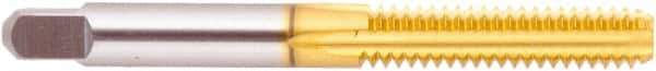 Regal Cutting Tools - M16x1.50 Metric Fine 6H 4 Flute TiN Finish High Speed Steel Straight Flute Standard Hand Tap - Bottoming, Right Hand Thread, 3-13/16" OAL, 1-13/16" Thread Length, D6 Limit, Oversize - Exact Industrial Supply