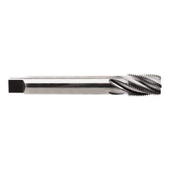Regal Cutting Tools - 1/4-18 NPTF, 4 Flutes, Taper Chamfer, Bright Finish, High Speed Steel, Spiral Flute Pipe Tap - Right Hand Flute, 9/16" Shank Diam, 15/16" Thread Length, 3/8" Square Size, - Apex Tool & Supply